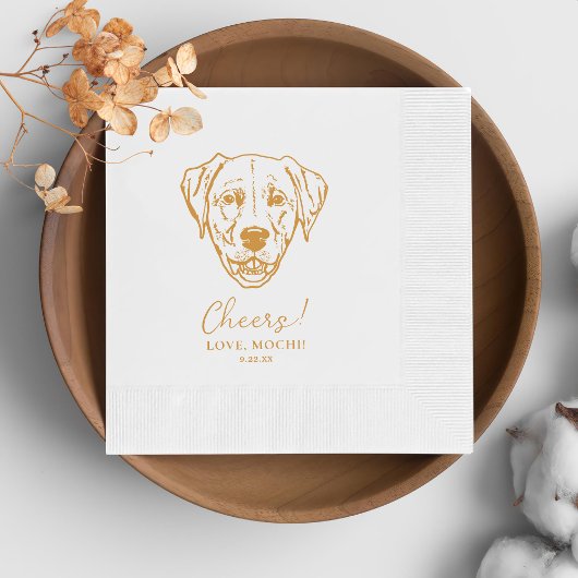 Personalisierter Schwarz-Weiß-Hund Hochzeit Napkin Serviette