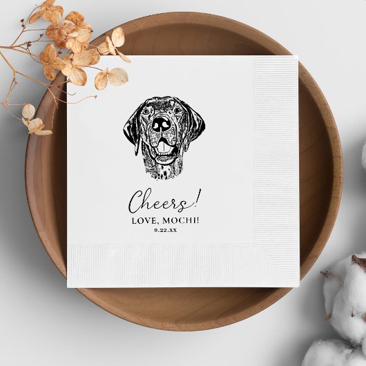 Personalisierter Schwarz-Weiß-Hund Hochzeit Napkin Serviette
