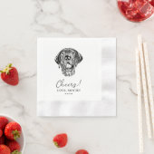 Personalisierter Schwarz-Weiß-Hund Hochzeit Napkin Serviette (Beispiel)