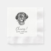 Personalisierter Schwarz-Weiß-Hund Hochzeit Napkin Serviette (Vorderseite)
