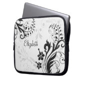 Personalisierter Schwarz-Weiß-Laptop-Sieb Laptopschutzhülle (Vorderseite Links)