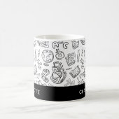 Personalisierter Schwarz-Weiß-Lehrer-Schul-Doodle Kaffeetasse (Mittel)