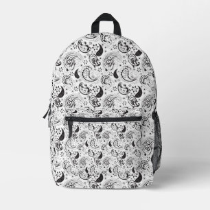 Personalisierter Schwarz-Weiß-Paisley-Rucksack Bedruckter Rucksack