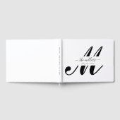 Personalisierter Schwarz-Weiß-Script-Monogramm-Gas Gästebuch (Voll)