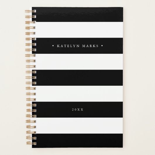 Personalisierter Schwarz-Weiß-Streifen Planer (Vorderseite)