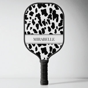 Personalisierter Schwarz-Weiß-Tier-Kuh-Druck Pickleball Schläger