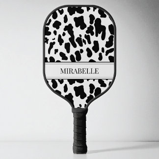 Personalisierter Schwarz-Weiß-Tier-Kuh-Druck Pickleball Schläger