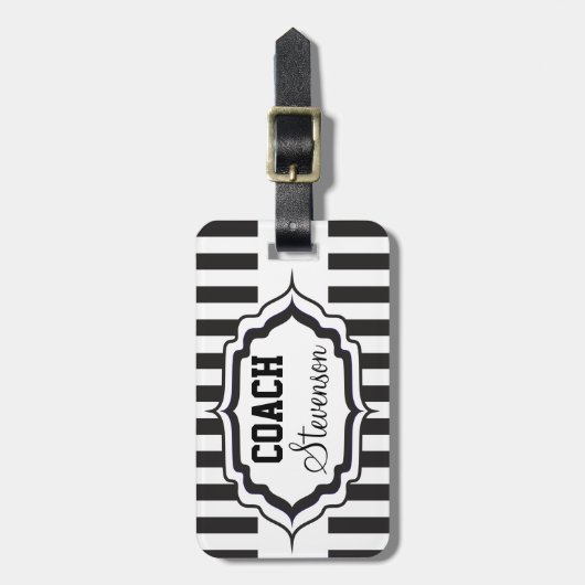 Personalisierter Schwarz-Weiß-Trainer Gepäckanhänger (Vorderseite vertikal)