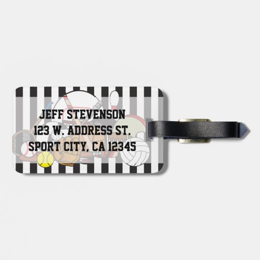 Personalisierter Schwarz-Weiß-Trainer Gepäckanhänger (Rückseite horizontal)