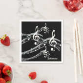 Personalisierter Schwarz-Weiß-Treble-Clef Serviette (Beispiel)