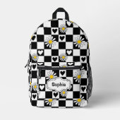 Personalisierter Schwarz-weißer Checker Bedruckter Rucksack (Vorderseite)