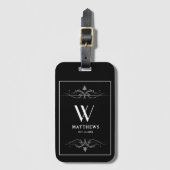 Personalisierter schwarz-weißer Gepäckträger Gepäckanhänger (Vorderseite Vertikal)