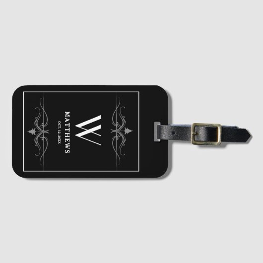Personalisierter schwarz-weißer Gepäckträger Gepäckanhänger (Vorderseite (Horizontal))
