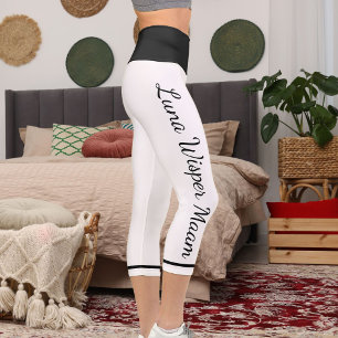 Personalisierter Schwarz-weißer gestreifter Hausti Capri Leggings
