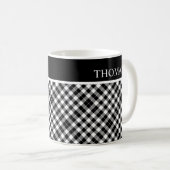Personalisierter Schwarz-weißer Gingham Individuel Kaffeetasse (VorderseiteRechts)