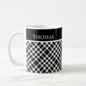 Personalisierter Schwarz-weißer Gingham Individuel Kaffeetasse (Links)