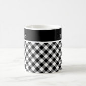 Personalisierter Schwarz-weißer Gingham Individuel Kaffeetasse (Mittel)