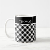 Personalisierter Schwarz-weißer Gingham Individuel Kaffeetasse (Links)