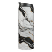 Personalisierter Schwarz-weißer Goldmarmor Thermosbecher (Nach rechts gedreht)