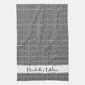 Personalisierter Schwarz-weißer griechischer Meand Geschirrtuch (Vertikal)