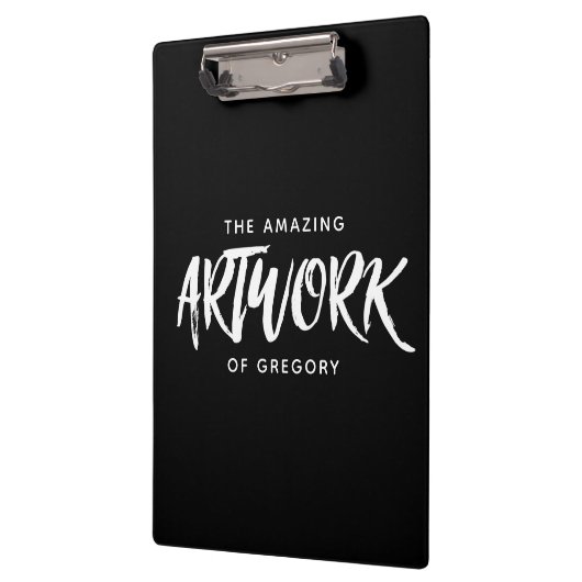 Personalisierter Schwarz-weißer Künstler Keepake Klemmbrett (Links)