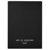 Personalisierter Schwarz-weißer Künstler Keepake Klemmbrett (Rückseite)