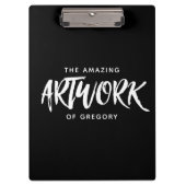 Personalisierter Schwarz-weißer Künstler Keepake Klemmbrett (Vorderseite)