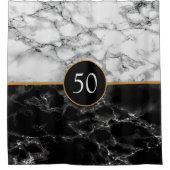 Personalisierter Schwarz-weißer Marmorduschvorhang Duschvorhang (Vorderseite)