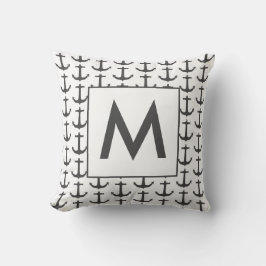 Personalisierter Schwarz-weißer Nautikanker Kissen