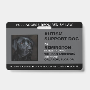 Personalisierter schwarz weißer Servicehund Fotoau Ausweis