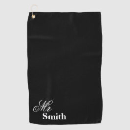 Personalisierter Schwarz-weißer Smith Herr-Name Golfhandtuch