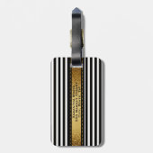 Personalisierter Schwarz-weißer Streifen Gepäckanhänger (Rückseite vertikal)
