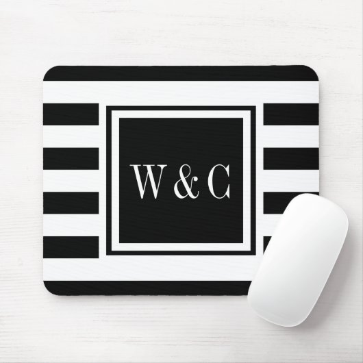 Personalisierter Schwarz-weißer Streifen Mousepad (Mit Mouse)
