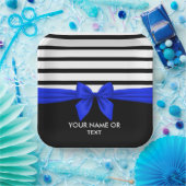 Personalisierter Schwarz-weißer Streifen Weihnacht Pappteller (Party)