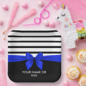 Personalisierter Schwarz-weißer Streifen Weihnacht Pappteller (Party)