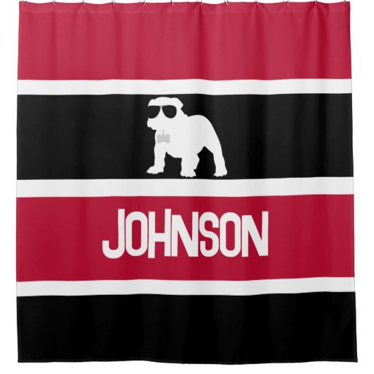 Personalisierter Schwarz-weißer Streifenbock Duschvorhang (Vorderseite)