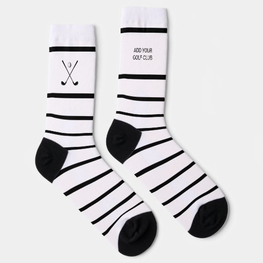 Personalisierter Schwarz-weißer Strip Golf Club Socken (Rechts)