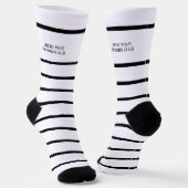 Personalisierter Schwarz-weißer Strip Tennis Racke Socken (Gewinkelt)