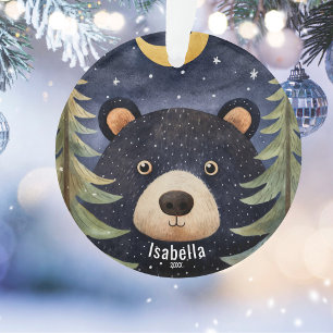 Personalisierter Schwarzbär Weihnachten Ornament