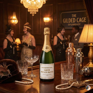 Personalisierter Schwarzbrenner-Speakeasy-Privatsc Schaumweinetikett