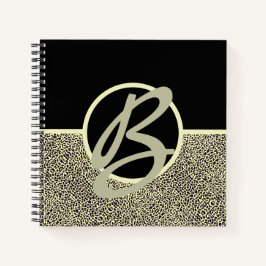 Personalisierter Schwarzcreme-Leopard Notizblock
