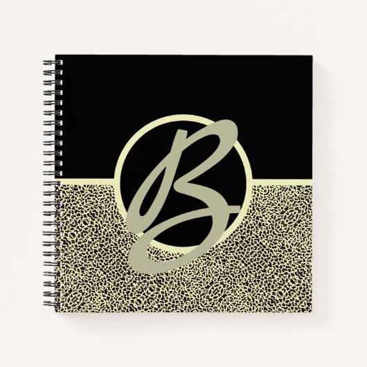 Personalisierter Schwarzcreme-Leopard Notizblock (Vorderseite)
