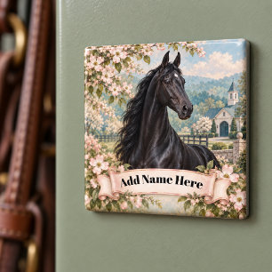 Personalisierter Schwarzer American Saddlebred Dog Magnet