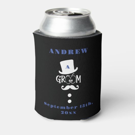 Personalisierter Schwarzer Bachelor Casino Dosenkühler (Kanne Rückseite)