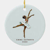 Personalisierter Schwarzer Ballerina Nutcracker Keramik Ornament (Hinten)