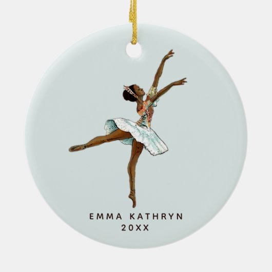 Personalisierter Schwarzer Ballerina Nutcracker Keramik Ornament (Hinten)