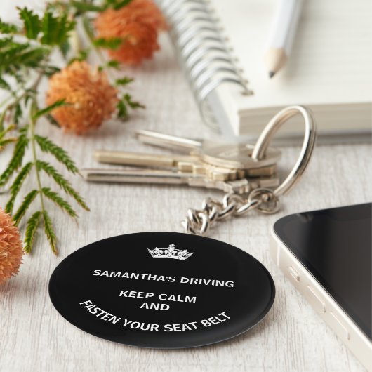 Personalisierter schwarzer Behalt Schlüsselanhänger (Seite)