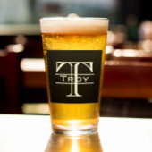 Personalisierter Schwarzer Blockbuchstabe Glas