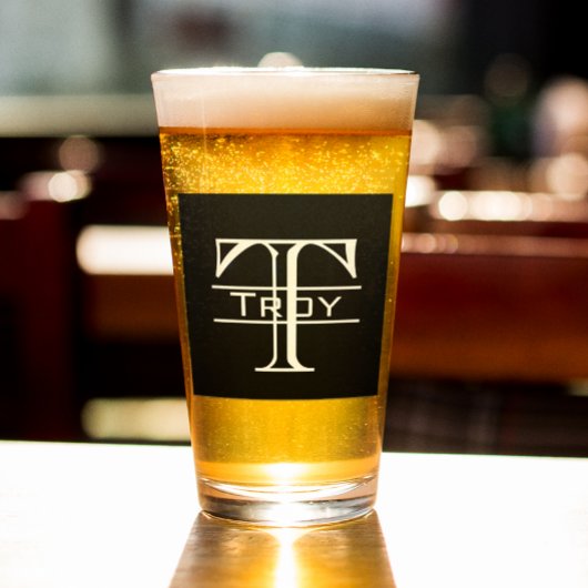 Personalisierter Schwarzer Blockbuchstabe Glas