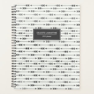 Personalisierter schwarzer Boho-Pfeile Zeichnend 2 Planer